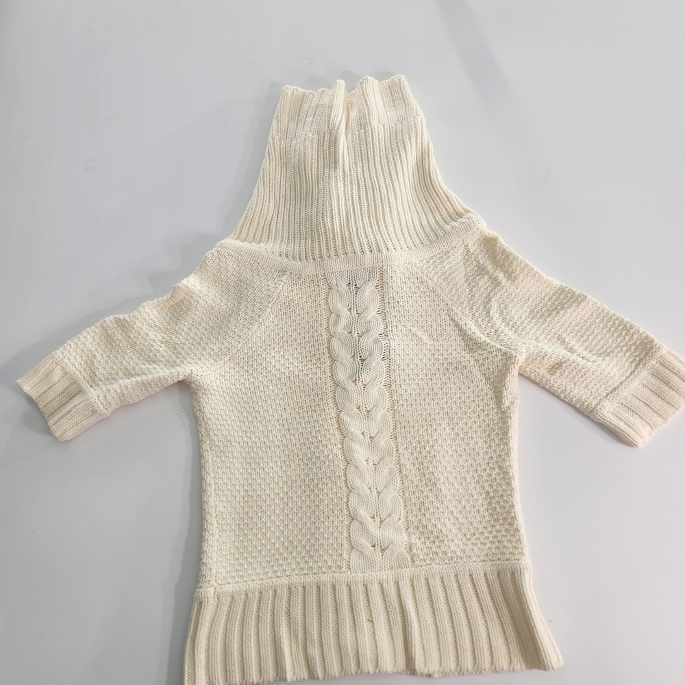 Express Women's Size S Small Sweater Cowl Neck Snap Button Cream 3/4 Sleeve 01 - Picture 7 of 14